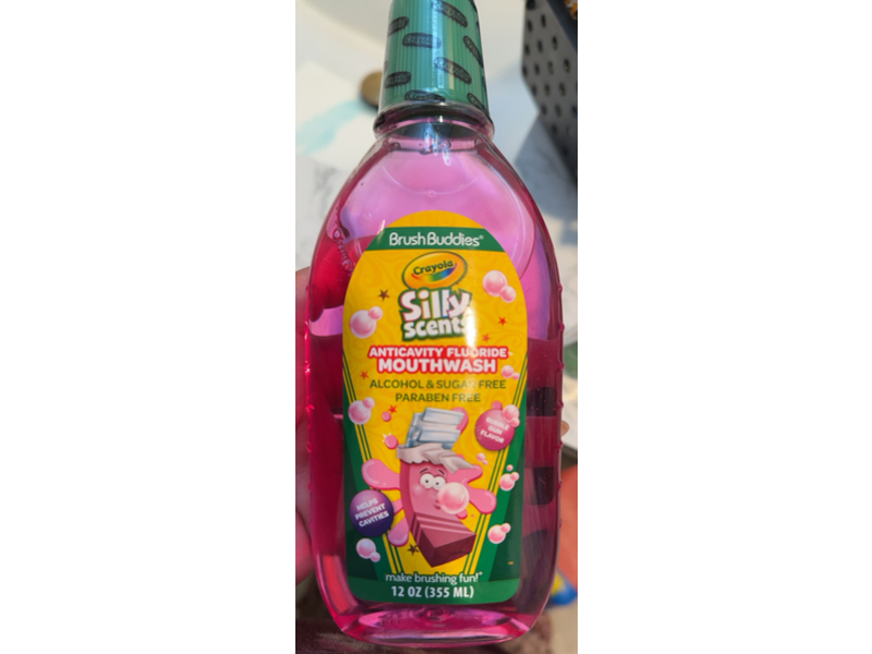 Brush Buddies Crayola Silly Scents Anticavity Fluoride Mouthwash, Bubble Gum, 12 oz/355 mL