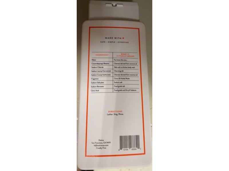 Native Body Wash, Citrus and Herbal Musk, 18 fl oz/532 mL