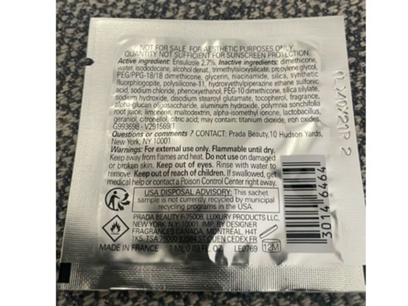 Prada Reveal Skin Optimizing Foundation, MW40, 0.03 fl oz/1 mL