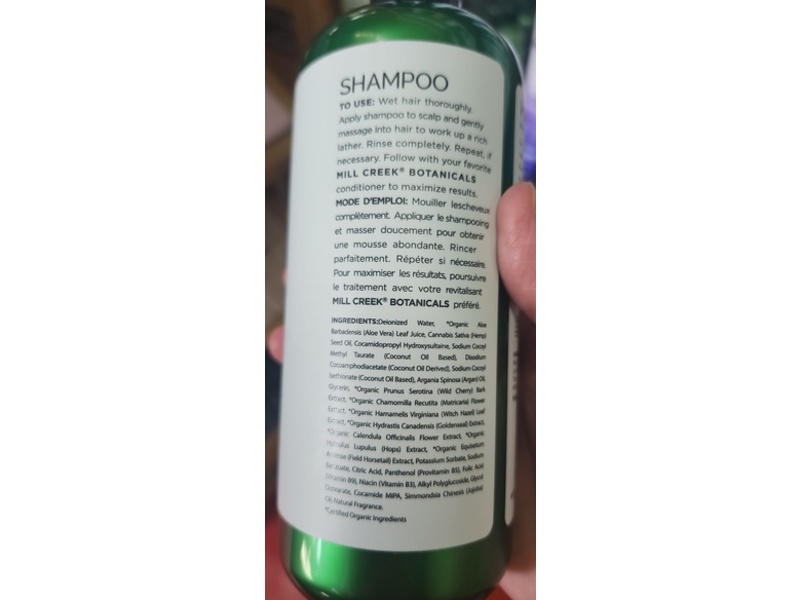 Mill Creek Botanicals Hydrating Shampoo, Hemp, 14 fl oz/414 mL