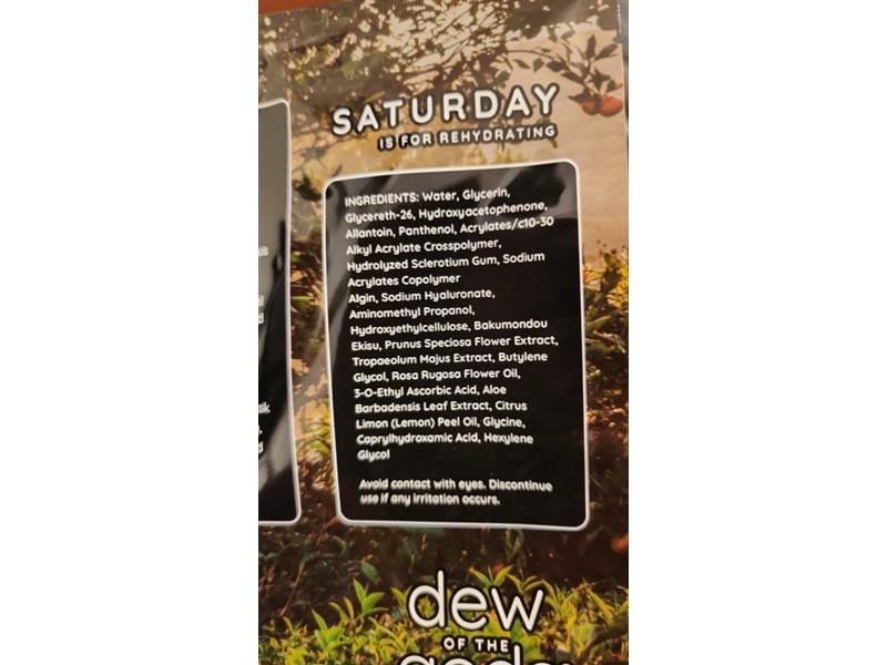 Dew of the Gods The Weekend Glow Challenge Sheet Mask, Saturday & Sunday, 2 Count