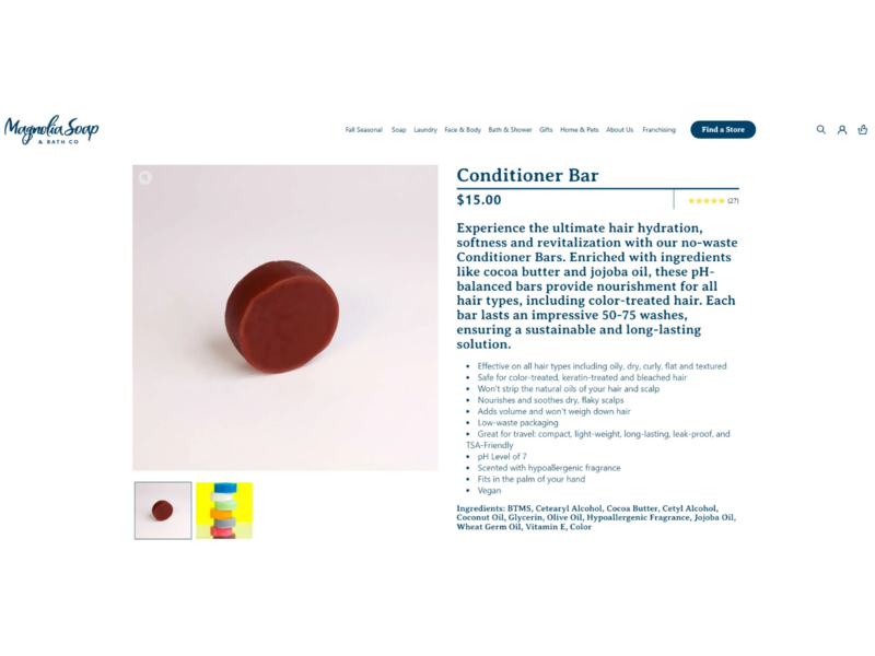 Magnolia Soap Conditioner Bar, Elite