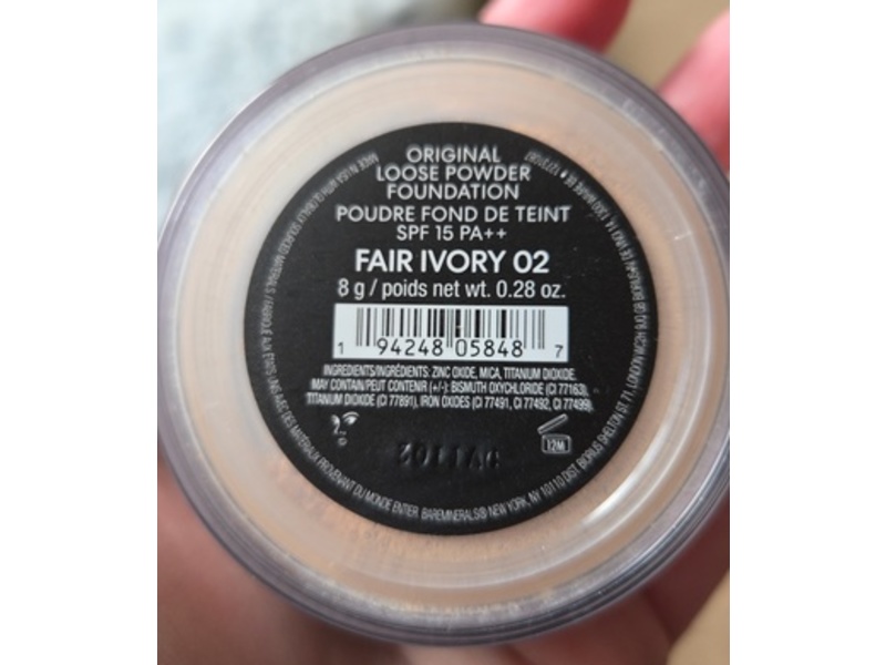 bareMinerals Original Loose Powder Foundation, SPF 15 PA++, Fair Ivory 02, 0.28 oz/8 g