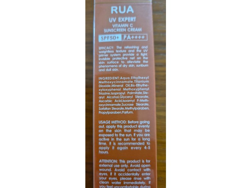 RUA UV Expect Sunscreen Cream, Vitamin C, SPF 50, 60 mL
