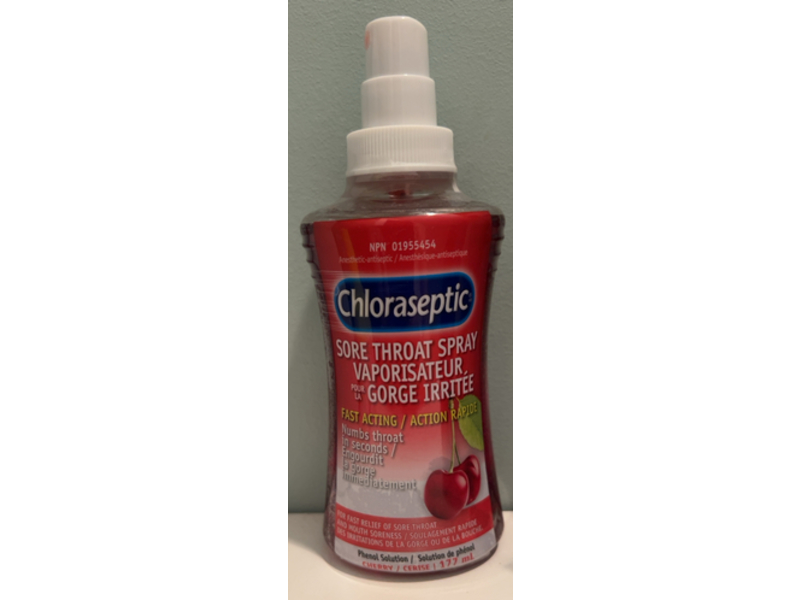 Chloraseptic Anesthetic - Antiseptic Fast Acting Sore Throat Spray, Phenol Solution & Cherry, 177 mL