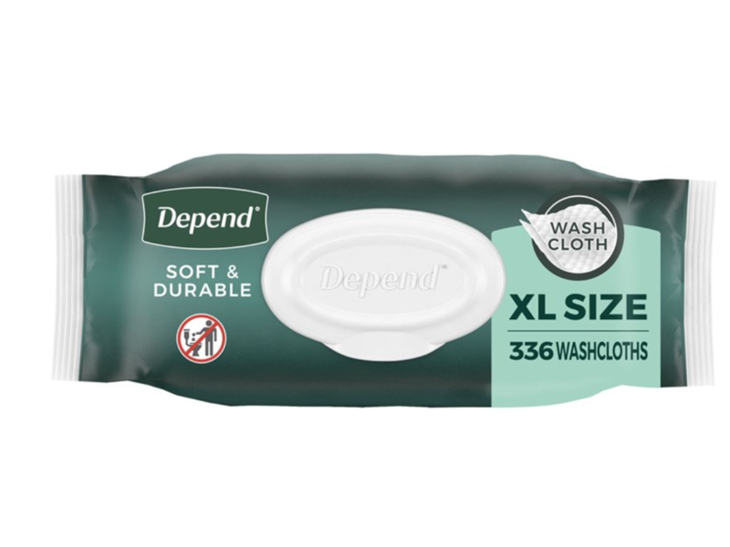 Depend Soft & Durable Wash Cloth, XL, 42 Wipes, Pack Of 8