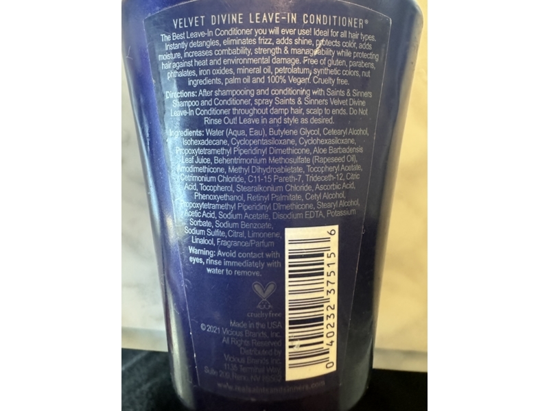 Saints & Sinners Velvet Divine Leave-In Conditioner, 4 fl oz/120 mL