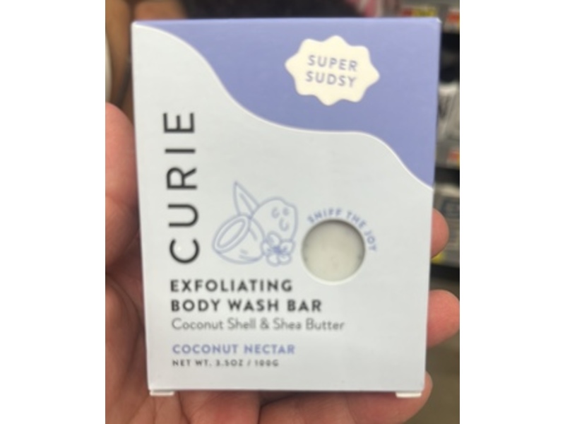 Curie Exfoliating Body Wash Bar, Coconut Nectar, 3.5 oz/100 g