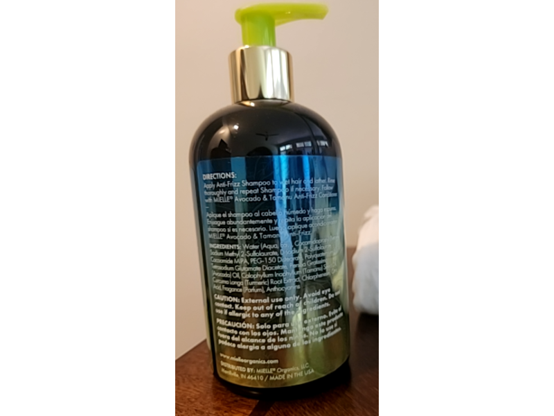 Mielle Anti-Frizz Shampoo, Avocado & Tamanu, 12 fl oz/355 mL