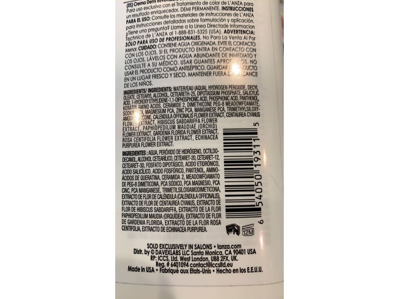 L'anza Healing Haircolor Demi Cream Developer, 33.8 fl oz/1 L