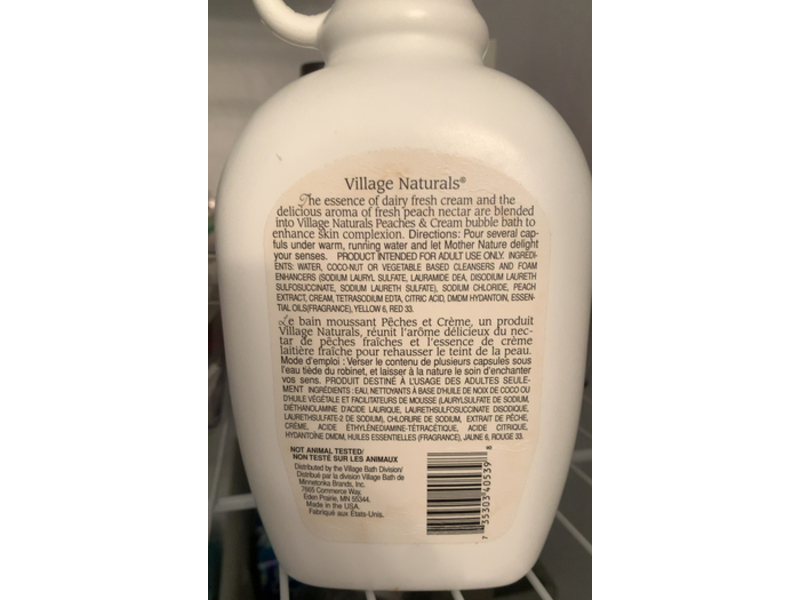Village Naturals Bubble Bath, Peaches & Cream, 28 fl oz/825 mL