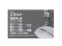 Dove Men + Care Elements Body + Face Bar, Charcoal + Clay, 3.75 oz/106 g, 4 Count - Image 2