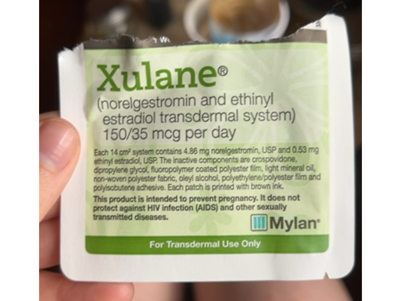 Xulane (norelgestromin and ethinyl estradiol transdermal system) 150/35 mg, 3 pack, Mylan (Rx)
