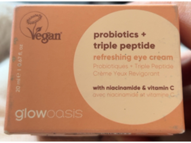 Glowoasis Probiotics + Triple Peptide Refreshing Eye Cream, Niacinamide & Vitamin C, 0.67 fl oz/20 mL