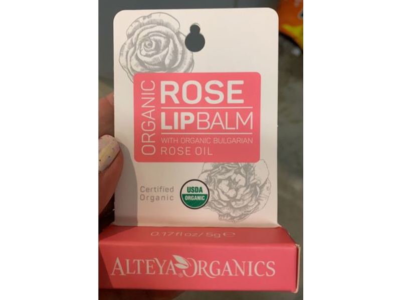 Alteya Organics Lip Balm, Organic Bulgarian Rose Oil, 0.17 fl oz/5 g