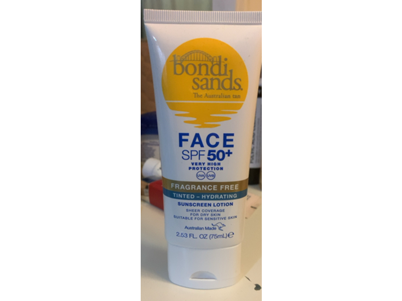 Bondi Sands Face Sunscreen Lotion, Tinted - Hydrating, SPF 50+, 2.53 fl oz/75 mL