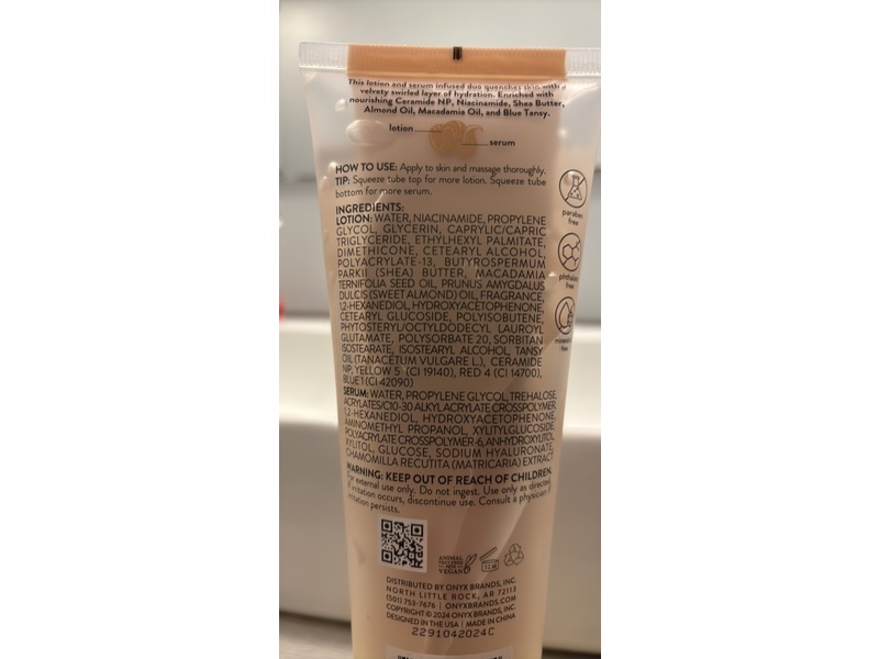 Onyx Hydrating Body Lotion & Serum Duo, Sandalwood Vanilla, 7 fl oz/208 mL