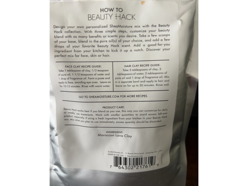 Sheamoisture Beauty Hack Hair Clay, Moroccan Rhassoul, 7 oz/210 mL