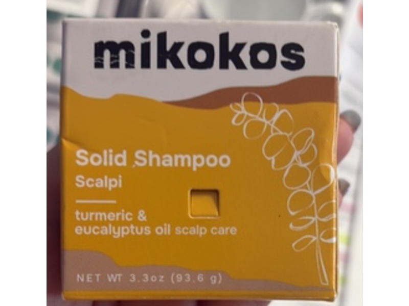 Mikokos Solid Shampoo, Turmeric & Eucalyptus Oil, 3.3 oz/93.6 g