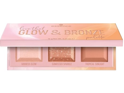 Essence Glow & Bronze Eyeshadow Palette, Goddess Glow, Sunkissed Sparkle & Tropical Sunlight, 0.56 oz/16 g