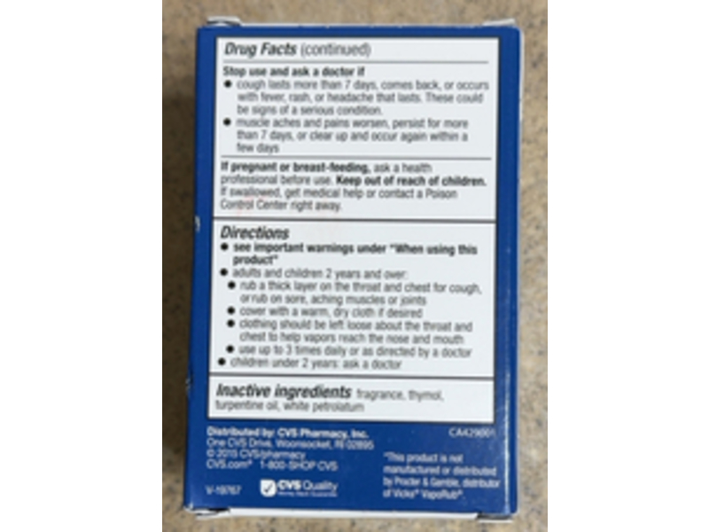 CVS Health Medicated Chest Rub Cough Suppressant Topical Analgesic, 3.53 oz/100 g