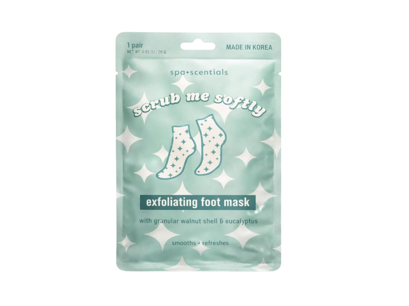 Spa Scentials Scrub Me Softly Exfoliating Foot Mask, Granular Walnut Shell & Eucalyptus, 0.92 oz/26g