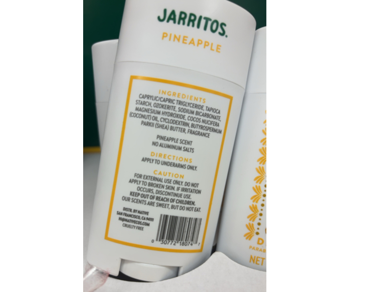 Native Deodorant, Jarritos Pineapple, 2.65 oz/75 g