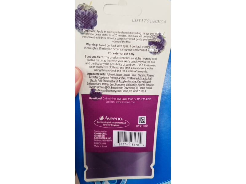 Aveeno Absolutely Ageless Pre Tox Peel Off Mask, 2.0 oz/59 g