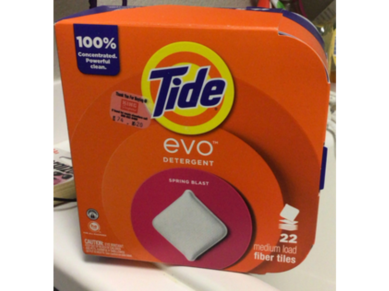 Tide Evo Laundry Detergent Tiles, Spring Blast, 22 Count