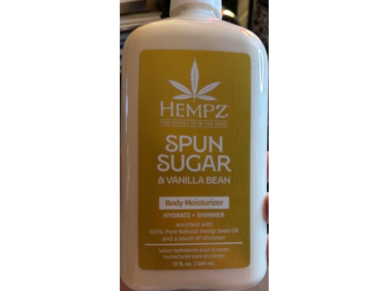Hempz Hydrate + Shimmer Body Moisturizer, Spun Sugar & Vanilla Bean, 17 fl oz/500 mL