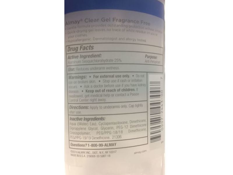 Almay Sensitive Skin Clear Gel Anti-Perspirant & Deodorant Stick, 2.25 oz