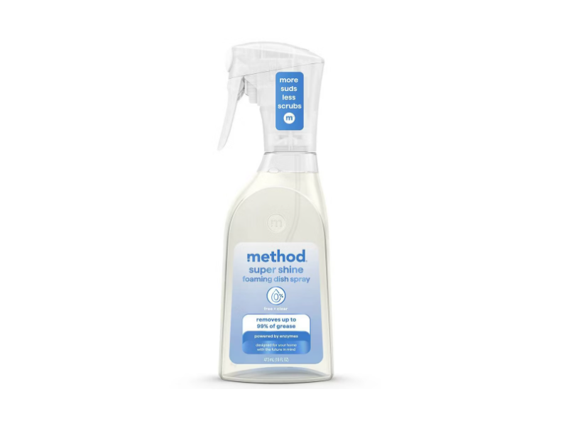 Method Super Shine Foaming Dish Spray, Free + Clear, 16 fl oz/473 mL