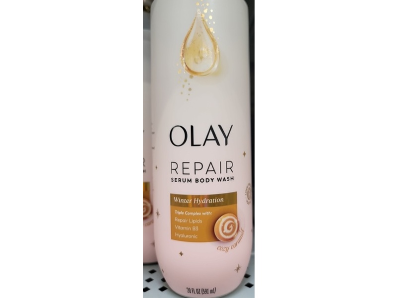 Olay Winter Hydration Repair Serum Body Wash, Cozy Caramel, 20 fl oz/591 mL