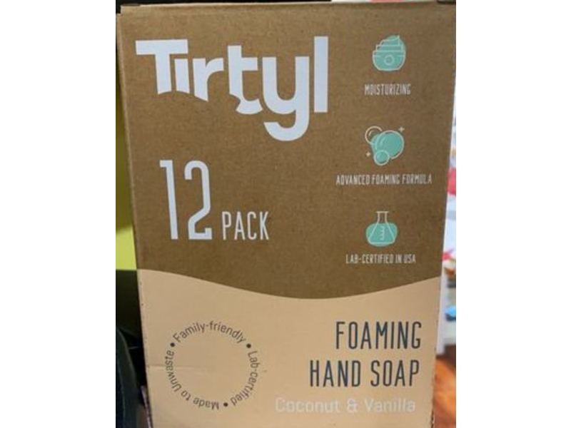 Tirtyl Foaming Hand Soap, Coconut & Vanilla, 3.4 oz/96 g, Pack Of 12