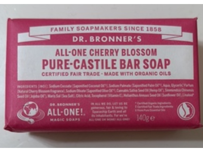 Dr Bronner's All-One Pure Castile Bar Soap, Cherry Blossom, 140 g