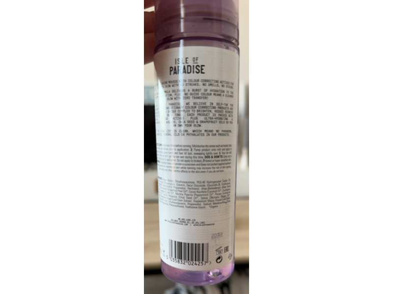 Isle Of Paradise Glow Clear Self-Tanning Mousse, Dark, 6.76 fl oz/200 mL