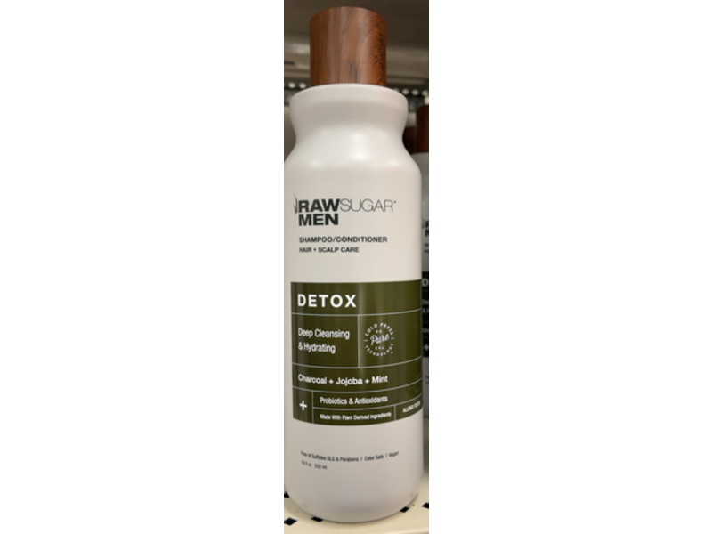 Raw Sugar Men Shampoo & Conditioner, Charcoal + Jojoba + Mint, 18 fl oz/532 mL