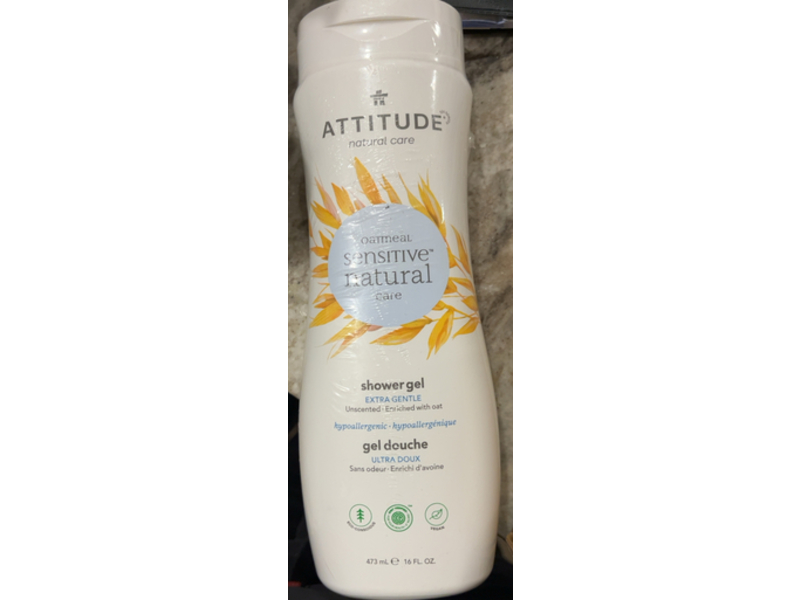 Attitude Sensitive Natural Shower Gel, Oatmeal, 16 fl oz/473 mL