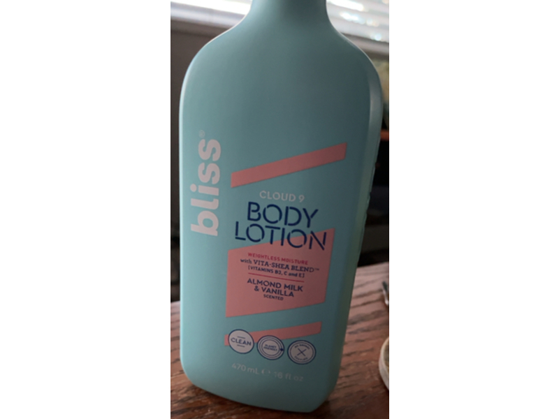 Bliss Cloud 9 Body Lotion, Almond Milk & Vanilla, 16 fl oz/470 mL, Pack Of 3