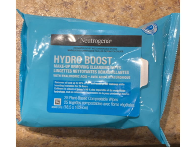 Neutrogena Hydro Boost Make-Up Removing Cleansing Wipes, Hyaluronic Acid, 25 Count