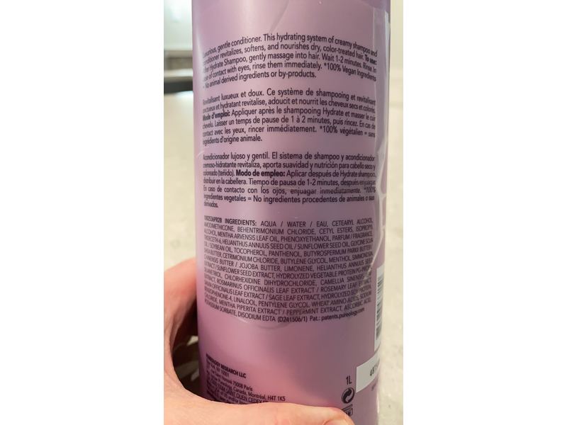 Pureology Hydrate Conditioner, Dry, Color-Treated Hair, 33.8 fl oz/1 L