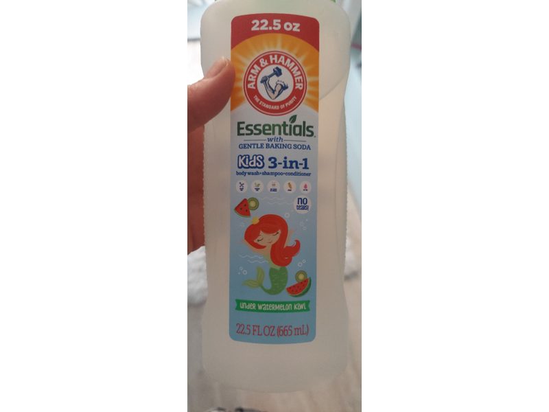 Arm & Hammer Essentials Kids 3-In-1 Body Wash + Shampoo+Conditioner, Under Watermelon Kiwi, 22.5 fl oz/665 mL
