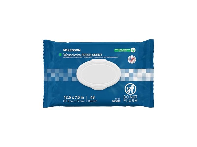 Mckesson Washcloth Wipes, Fresh , 48 Count