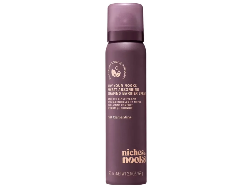 Niches & Nooks Sweat Absorbing Chafing Barrier Spray, Soft Clementine, 2.0 oz/90 mL