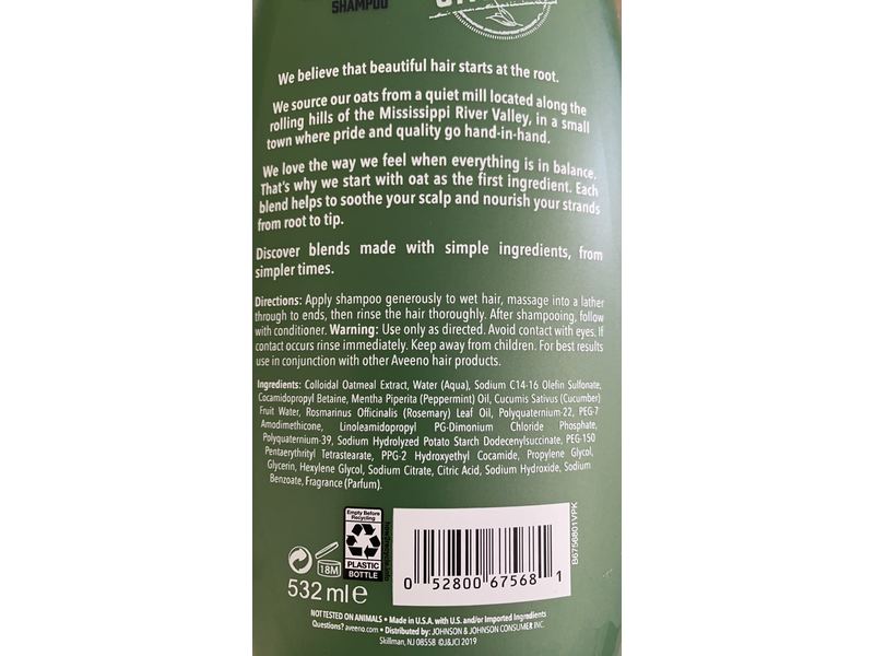 Aveeno Fresh Greens Blend Shampoo, 18 fl oz/532 ml