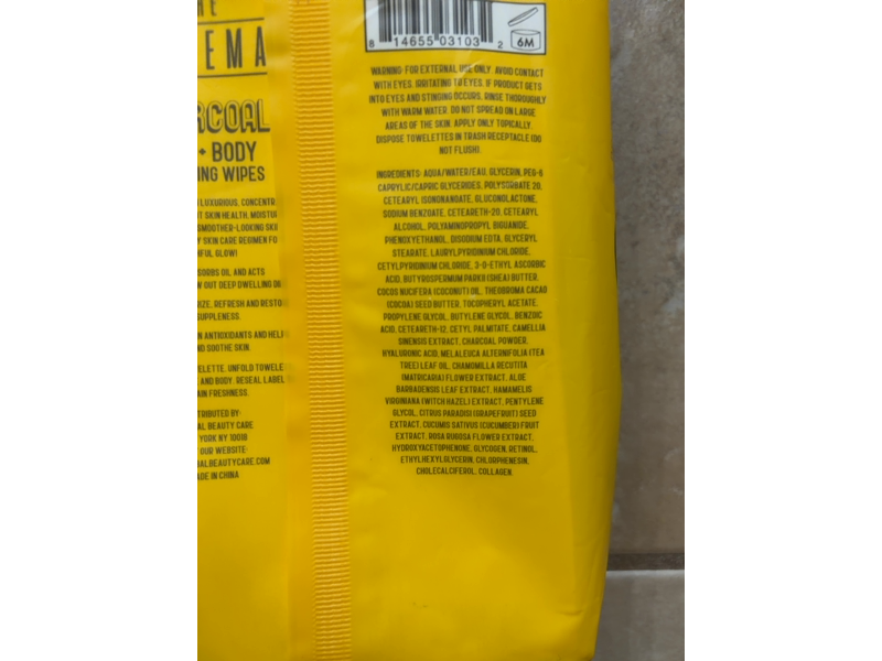 The Nobleman Face + Body Cleansing Wipes, Charcoal, 60 Count