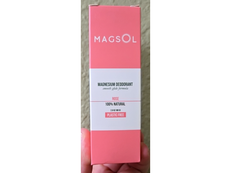 Magsol Magnesium Deodorant, Rose, 2.8 oz/80 g