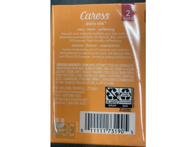 Caress Daily Silk Beauty Bar, White Peach And Orange Blossom, 4 oz, 2 Count