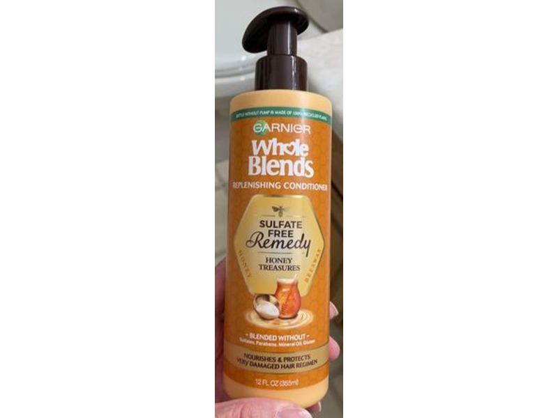 Garnier Whole Blends Replenishing Conditioner, Sulfate Free Remedy, Honey Treasures, 12 fl oz/355 mL