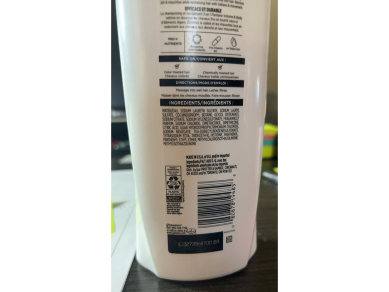 Pantene Volume & Body 2 In 1 Shampoo + Conditioner, Pro - V, 17.9 fl oz/530 mL, Pack Of 3